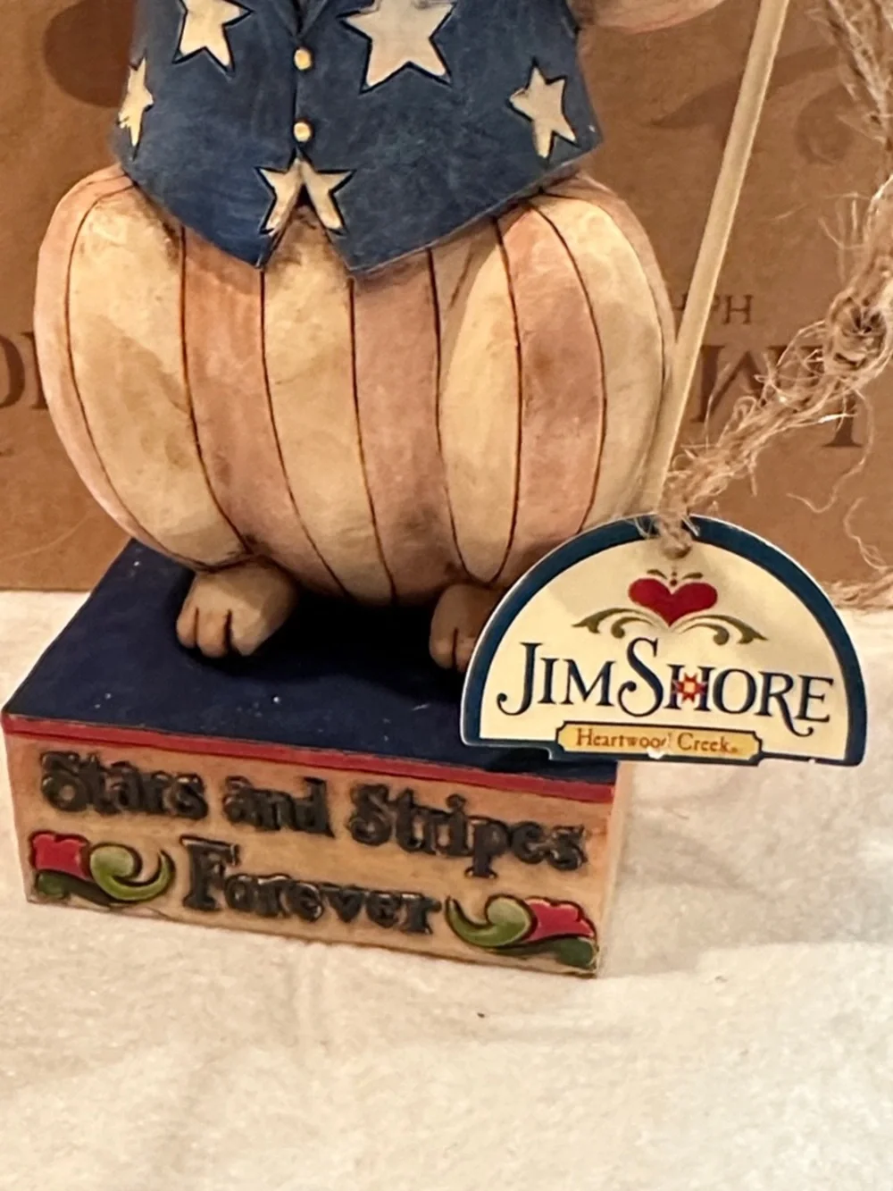 Jim Shore Stars and Stripes Salute Blue, Red & Cream Patriotic Cat Figurine - Picture 2 of 4